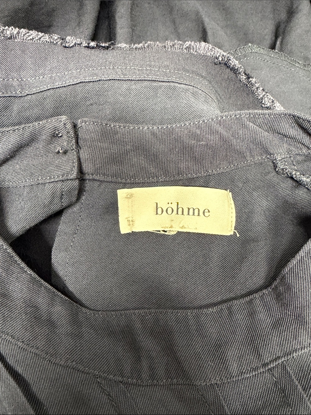 Bohme Regina Dress Pleated Mini Sleeveless Raw Hem Tiered Pockets Blue Medium - Picture 6 of 7